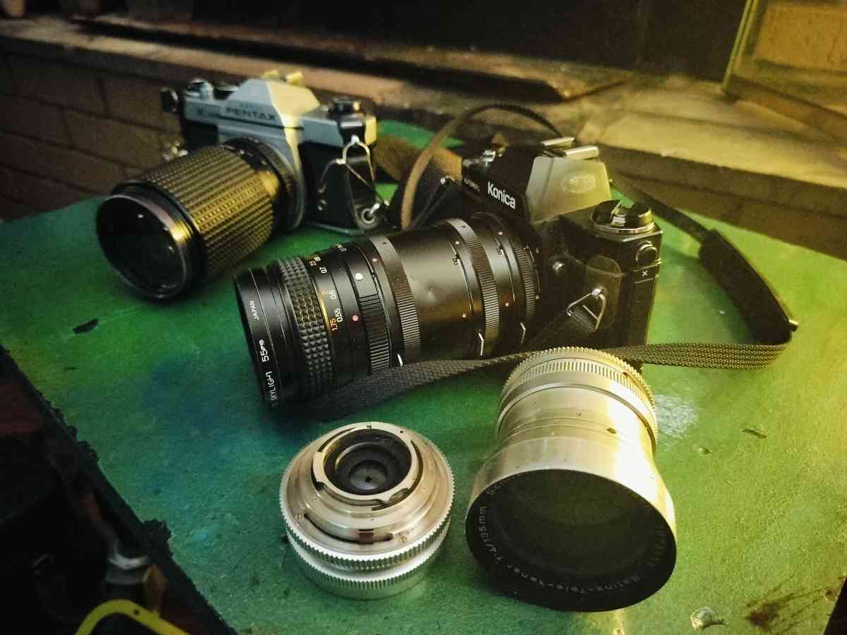 Pentax and Konica 35mm cameras