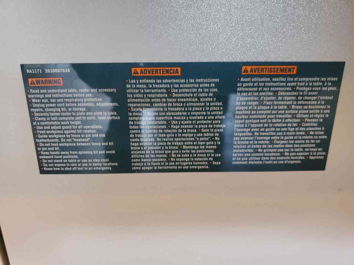 Bosch  Router Table  Includes Fence Board  Model RA1171  Lig