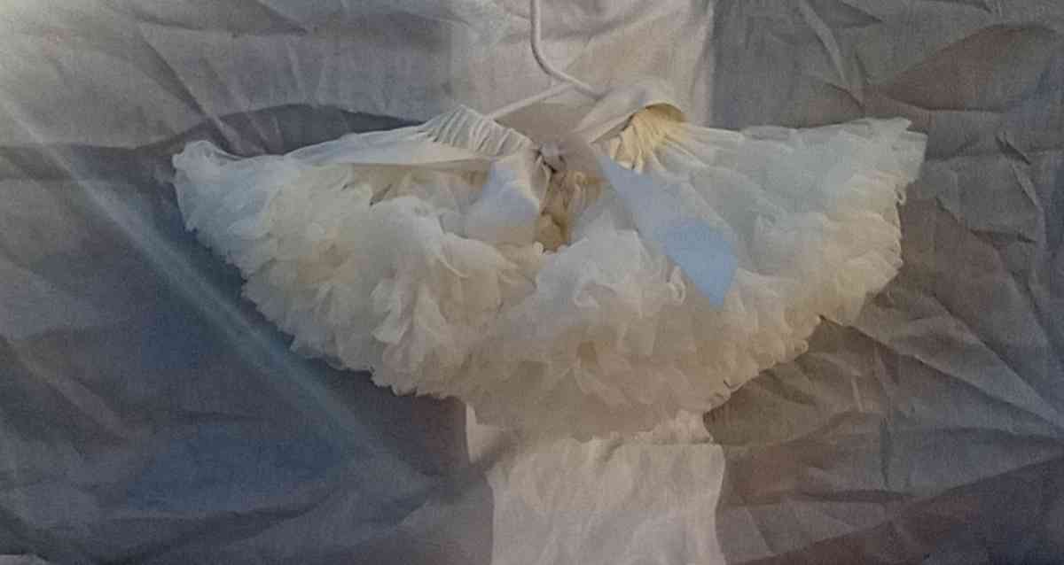 0 to 1yrs Ivory TuTu Pettiskirt EUC Bow Cinches Waist