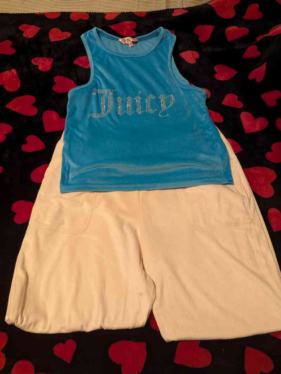 Juicy couture velour track suit blue and white