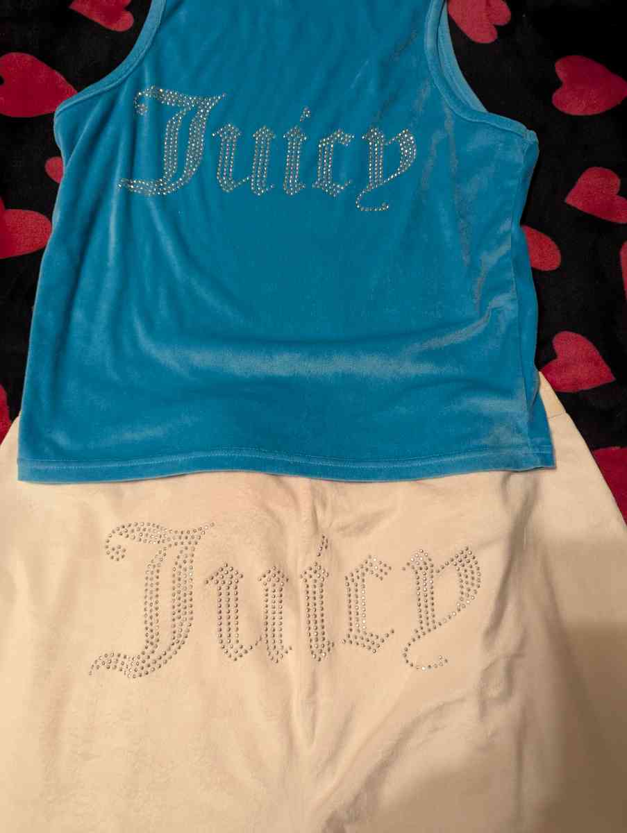 Juicy couture velour track suit blue and white