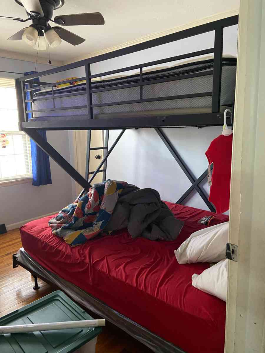 full size loft bed to bunk only bed with 1 year old mattress