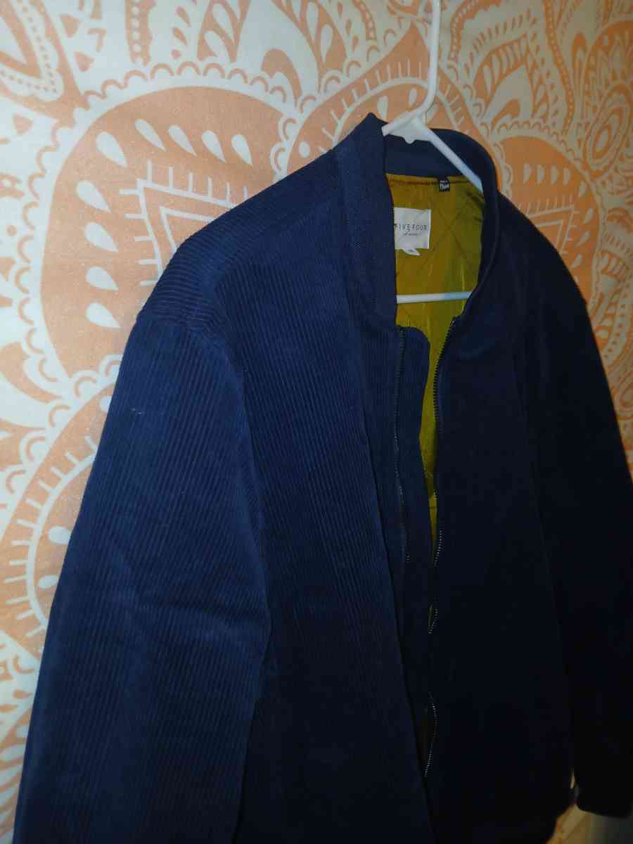 Five Four Los Angeles Men Medium Blue Corduroy Bomber Jacket