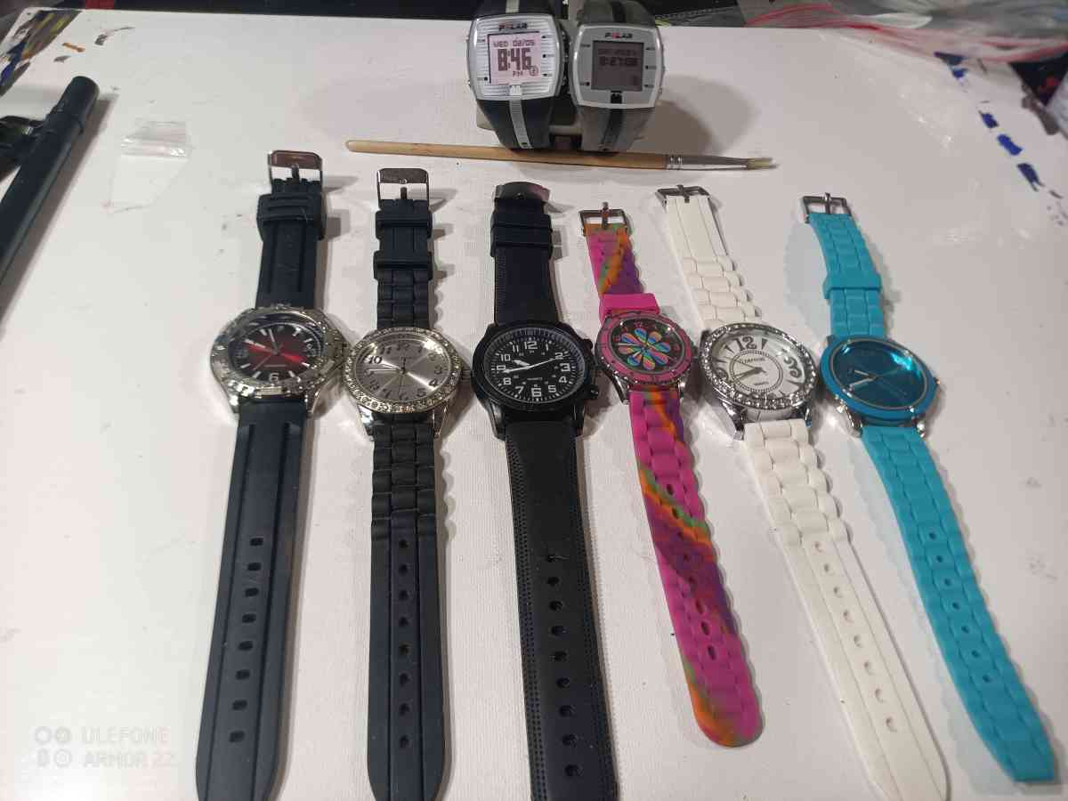 Silicone  Rubber Plastic Watches 10 Each