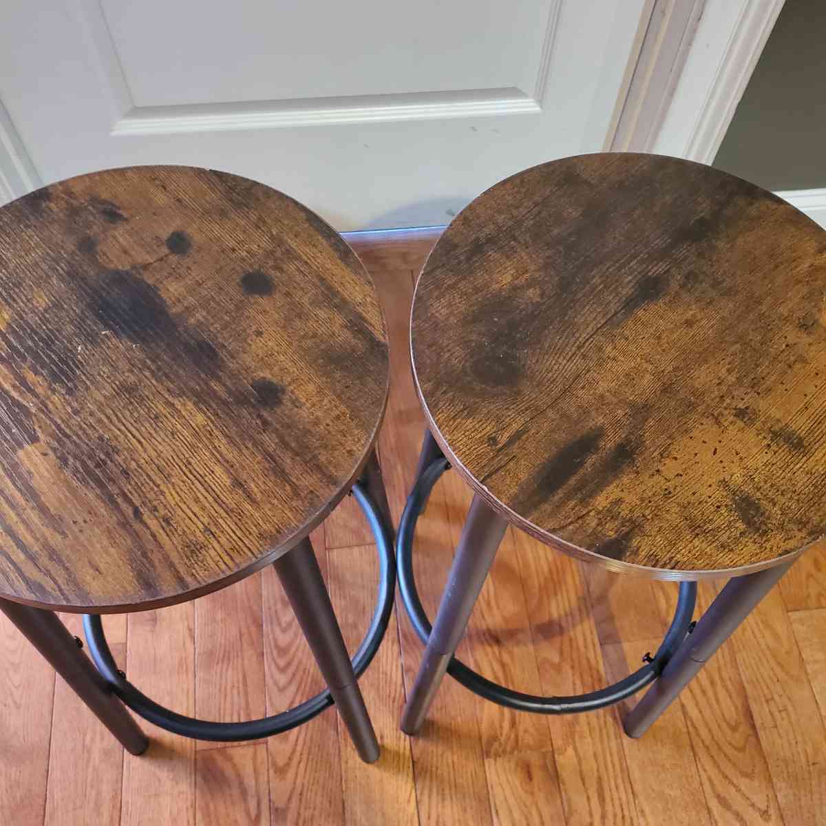 2 Bar Stools Color Brown Top  Black Legs  RRR Furniture
