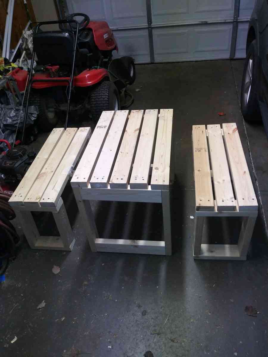 small Table with Benches solid wood