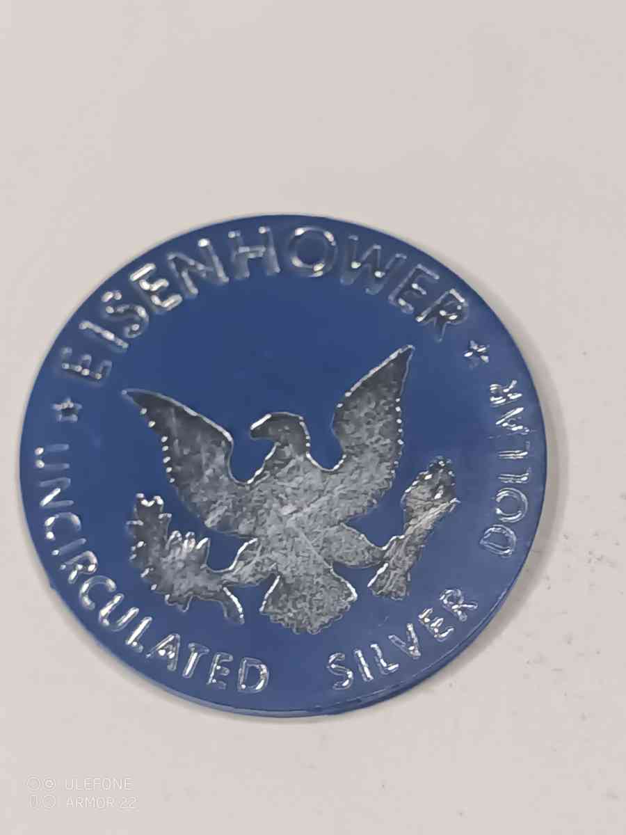 Eisenhower Silver Dollar BLUE IKE Plastic Token Poker CHIP M - North Miami Beach, Florida - FleaMarketBay