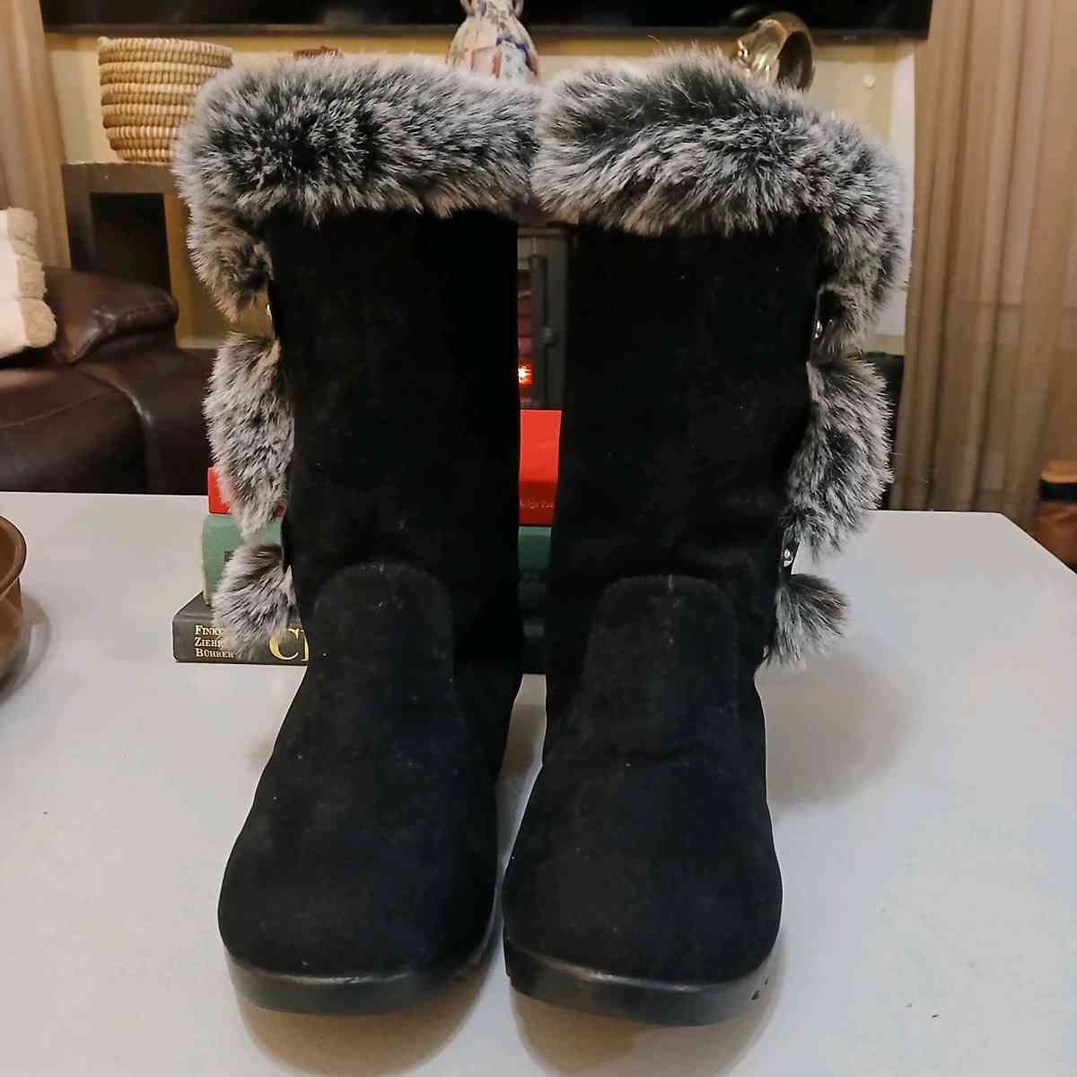 Fashion Nova Black Winter Boots for Women Size 8 point 5