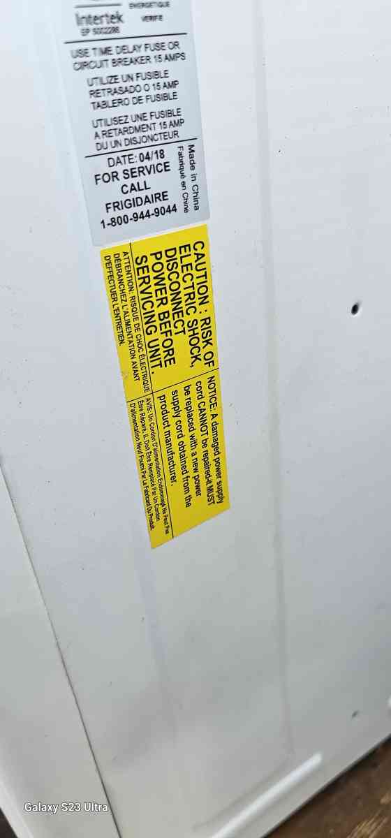 frigidaire Model FFRS0822S1E New W Control Remote