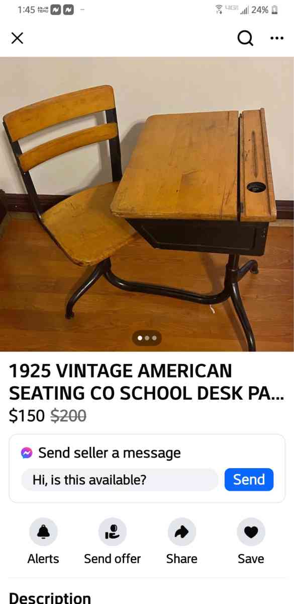 vintage American seating school desk