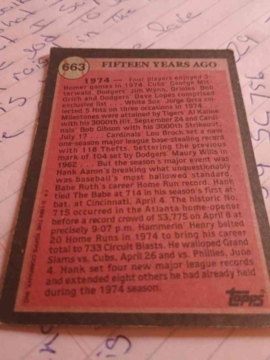 Hank Aaron baseball card 1974