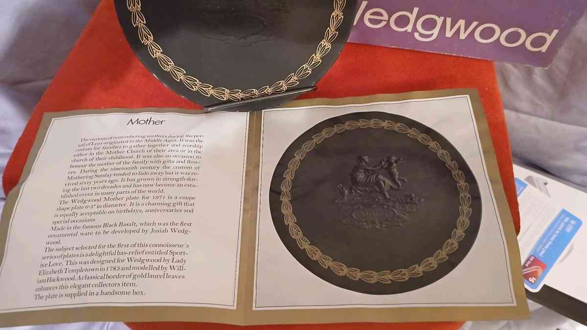 Mother a Black Basalt Plate by Wedgewood