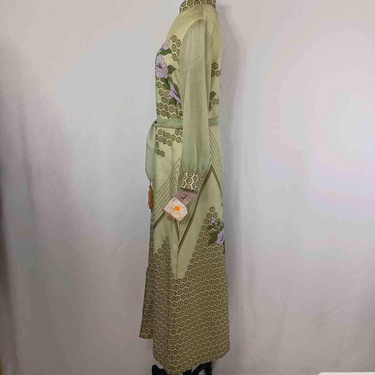 Vintage Alfred Shaheen Womens Green Floral Maxi Dress sz 14