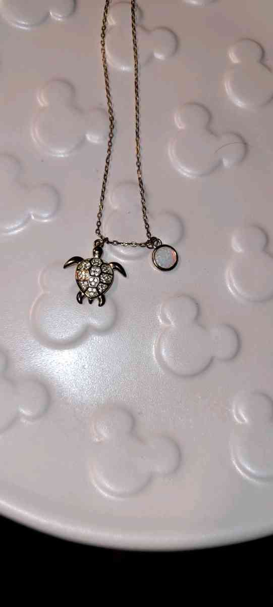 Sea Turtle pendant with CZ and circular opal accents