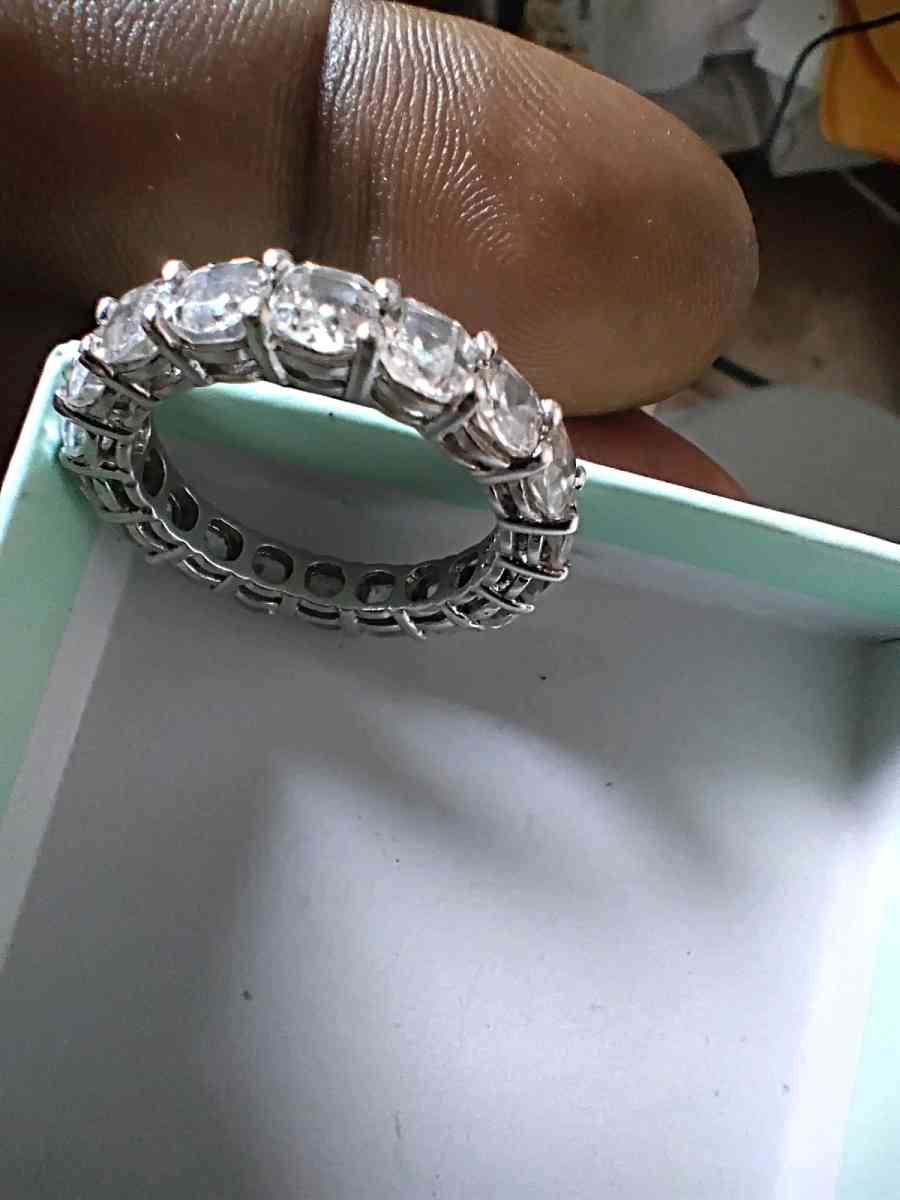 silver eternity diamond ring