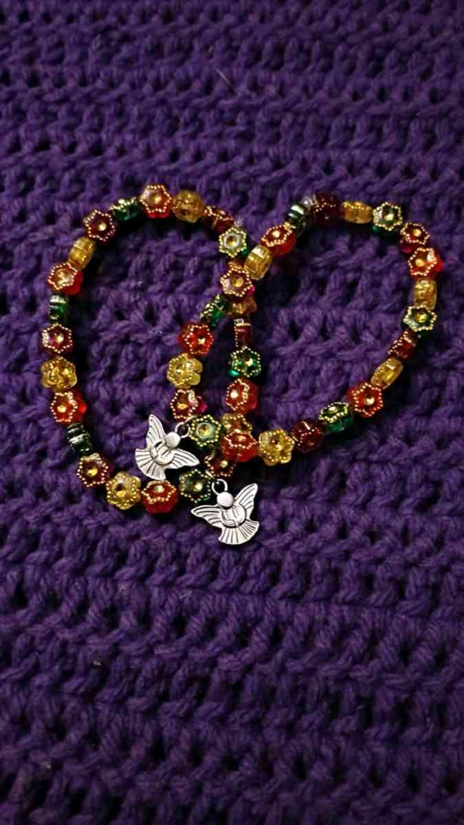 Multi color Angel charm beaded bracelet