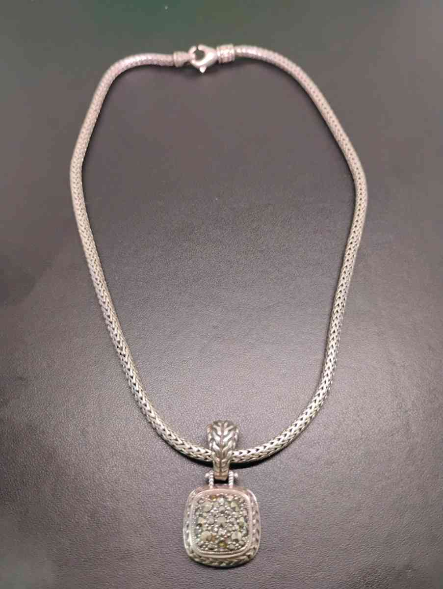 John Hardy Nordstroms silver and diamond pave necklace