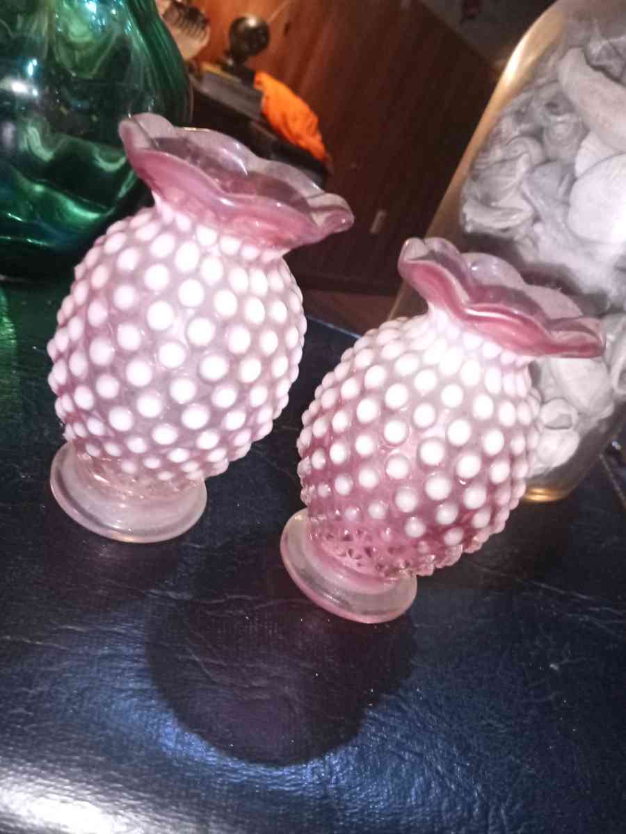 vintage Fenton cranberry vases