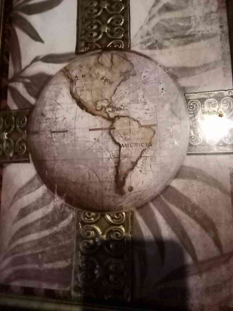 framed picture with double globes