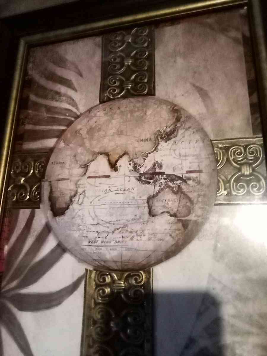 framed picture with double globes