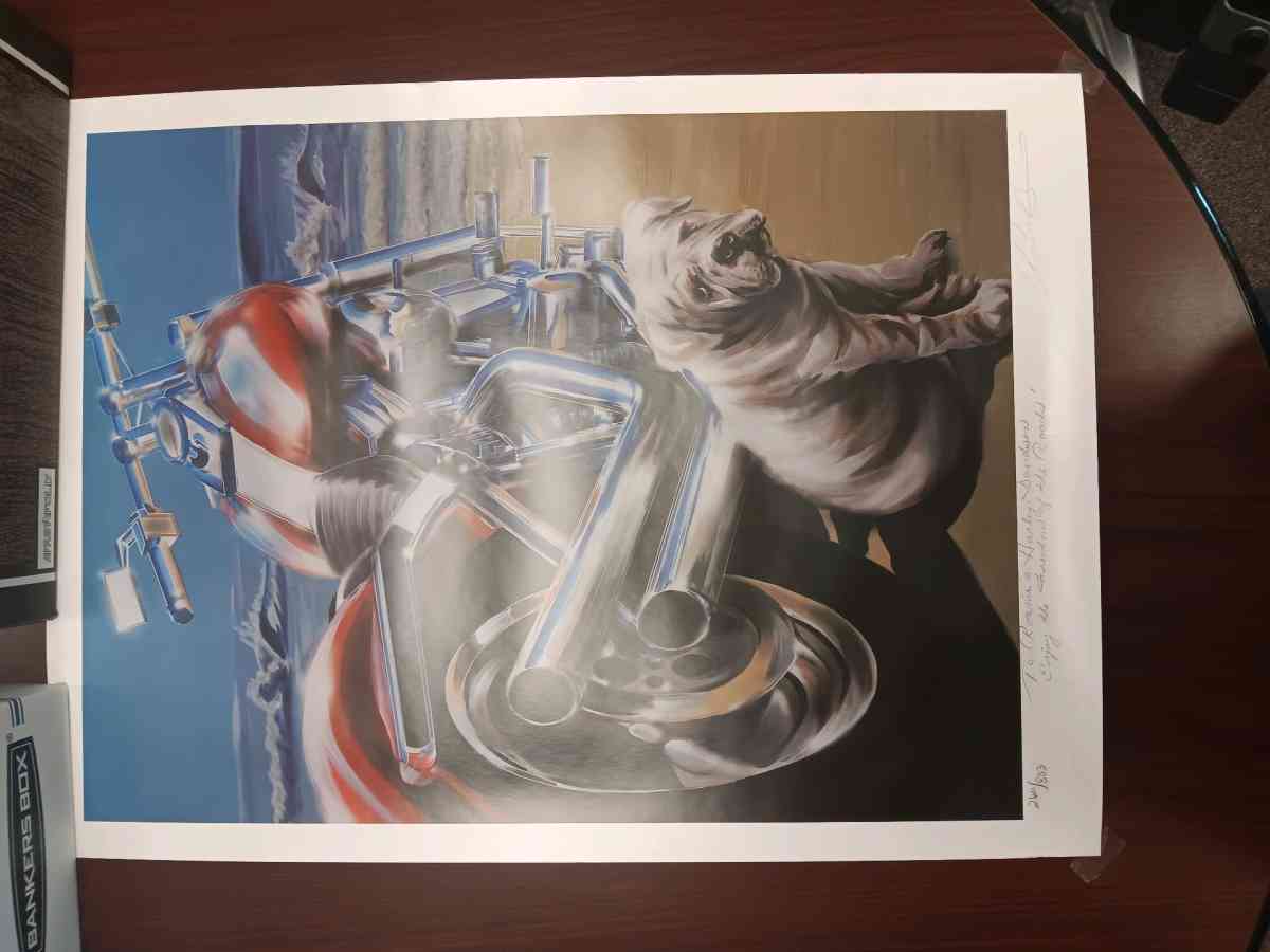 2010 signed Lee Bivens softail motorcycle poster