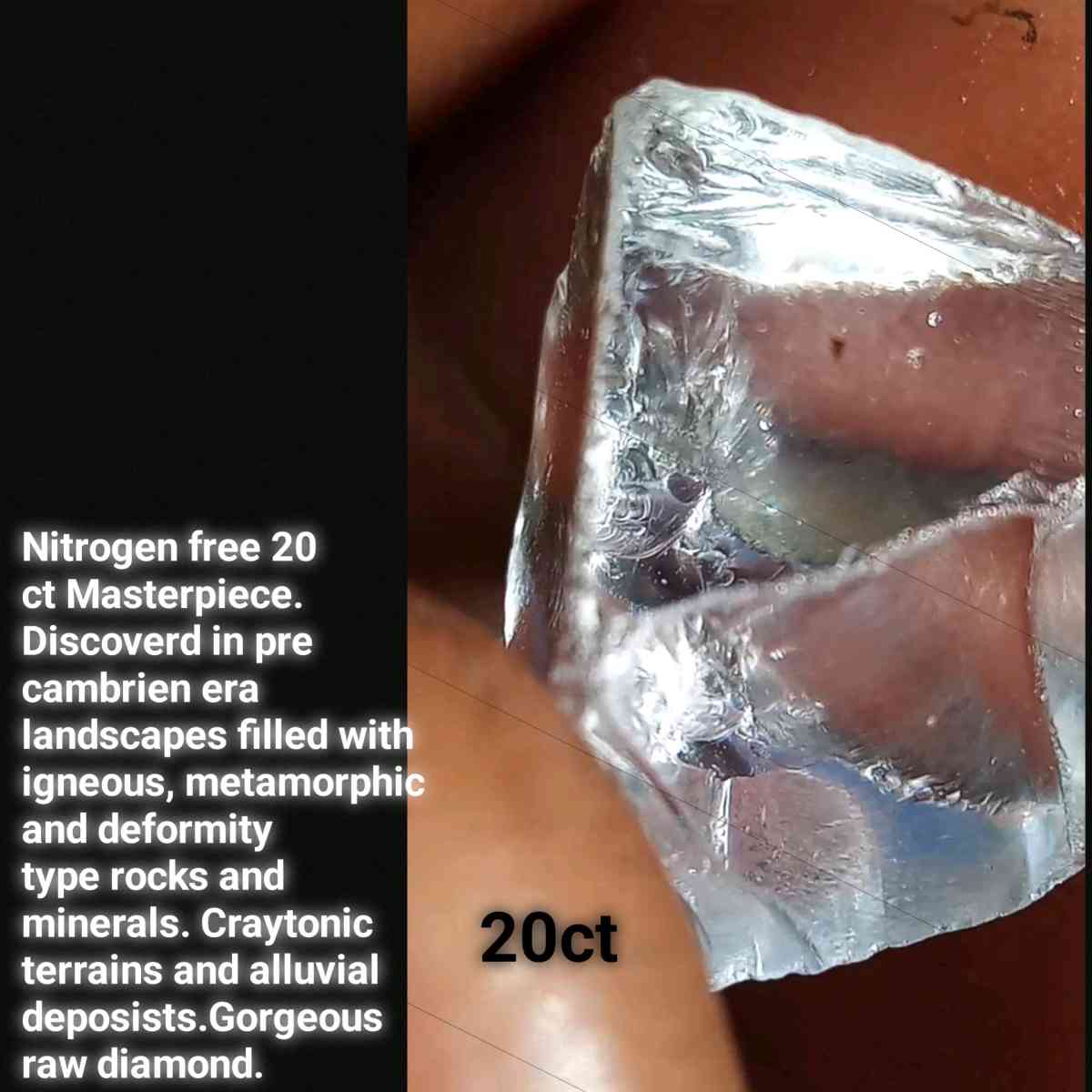 20ct Raw Type2A Colorless D Diamond Forsale Visually Flawles