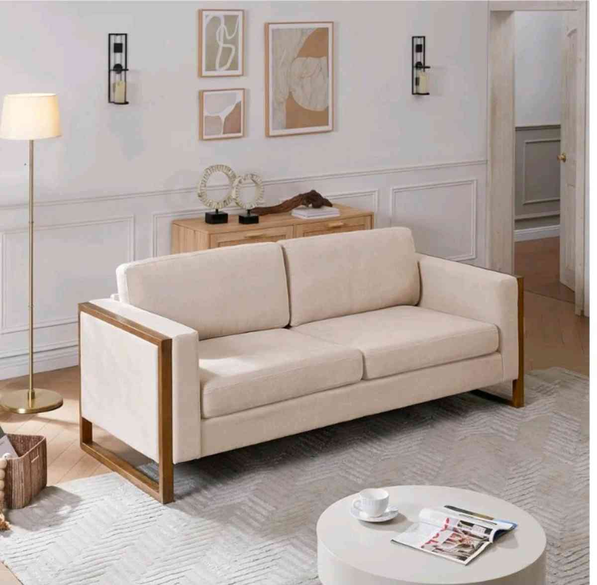 Loveseat Sofa Modern Sofa with Solid Wood Legs Elegant Comfo