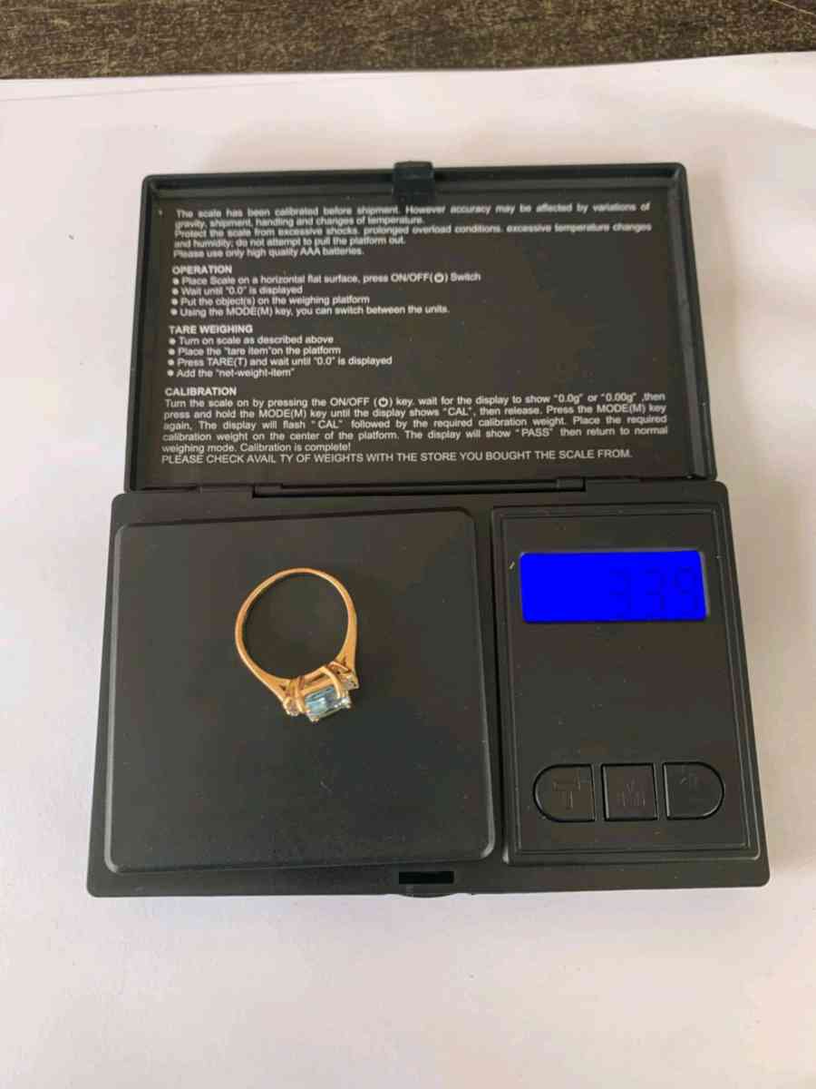 Aquamarine Emerald Cut Diamond Ring