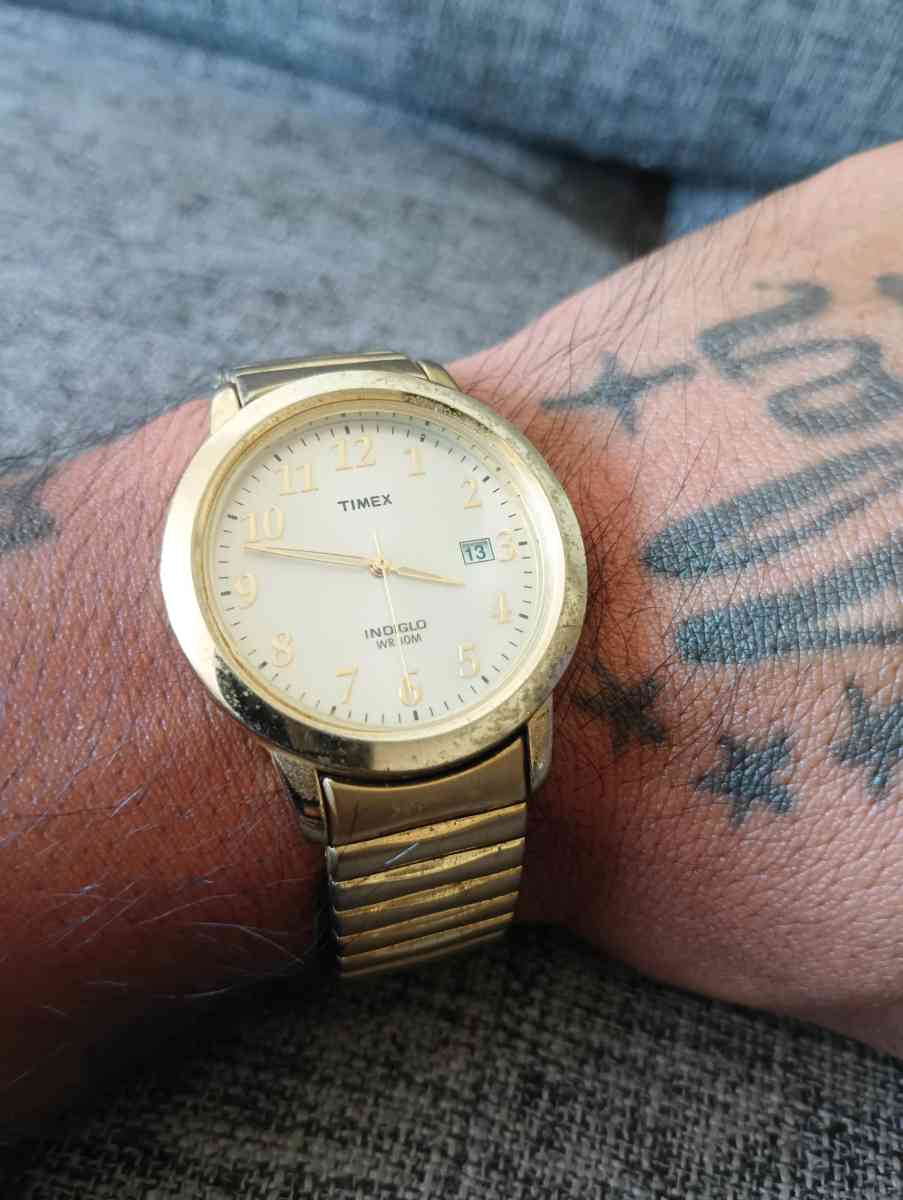 Vintage Timex Watch Men Classic Luxury Gold Tone Stainless S