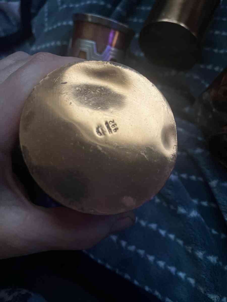 copper and silver Teaset