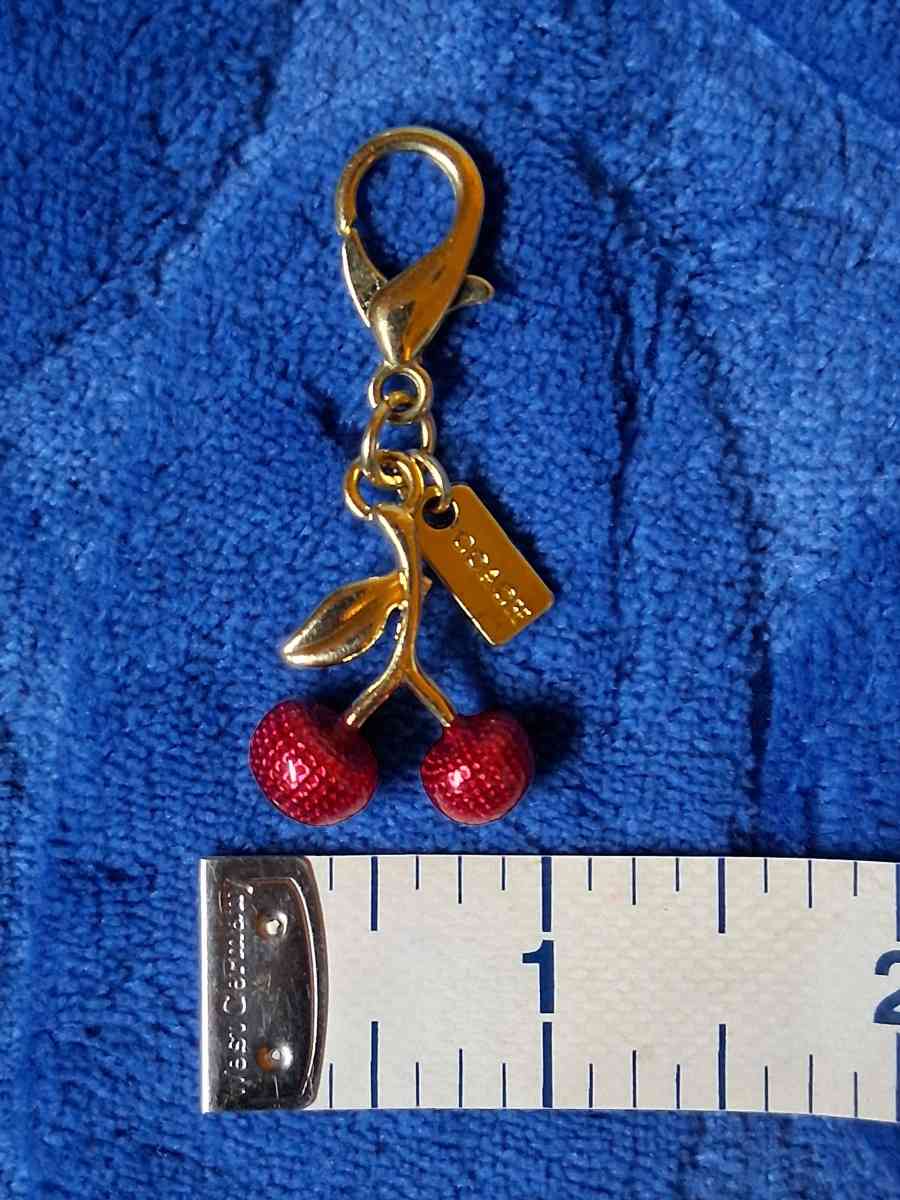 COACH MINI RED CHERRY GOLD TONE BAG CHARM  KEYCHAIN