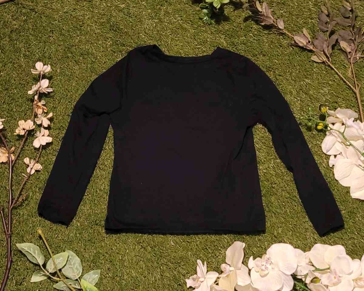 Girls Black Long Sleeve Graphic Tee