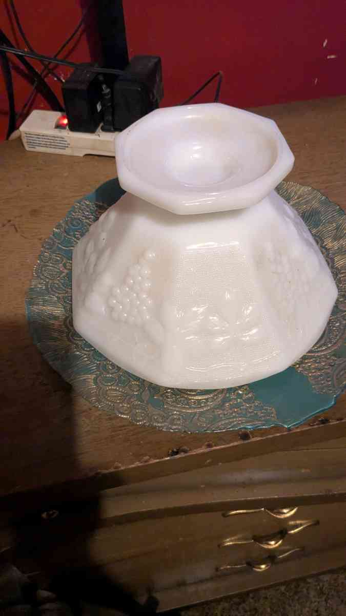 glass bowl and glass plant