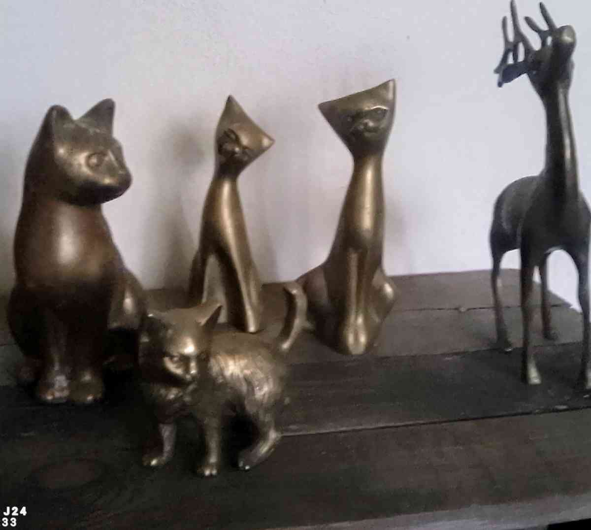 Vintage Brass Cats 1960a 5 pcs - Idabel, Oklahoma - FleaMarketBay