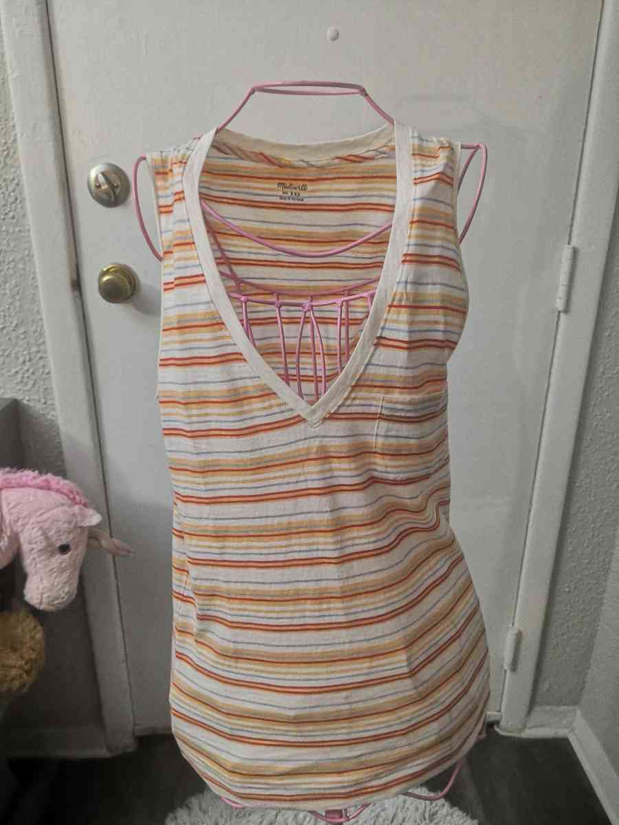Madewell Fieldgate VNeck Striped Picket Tank Top Size XXSL N