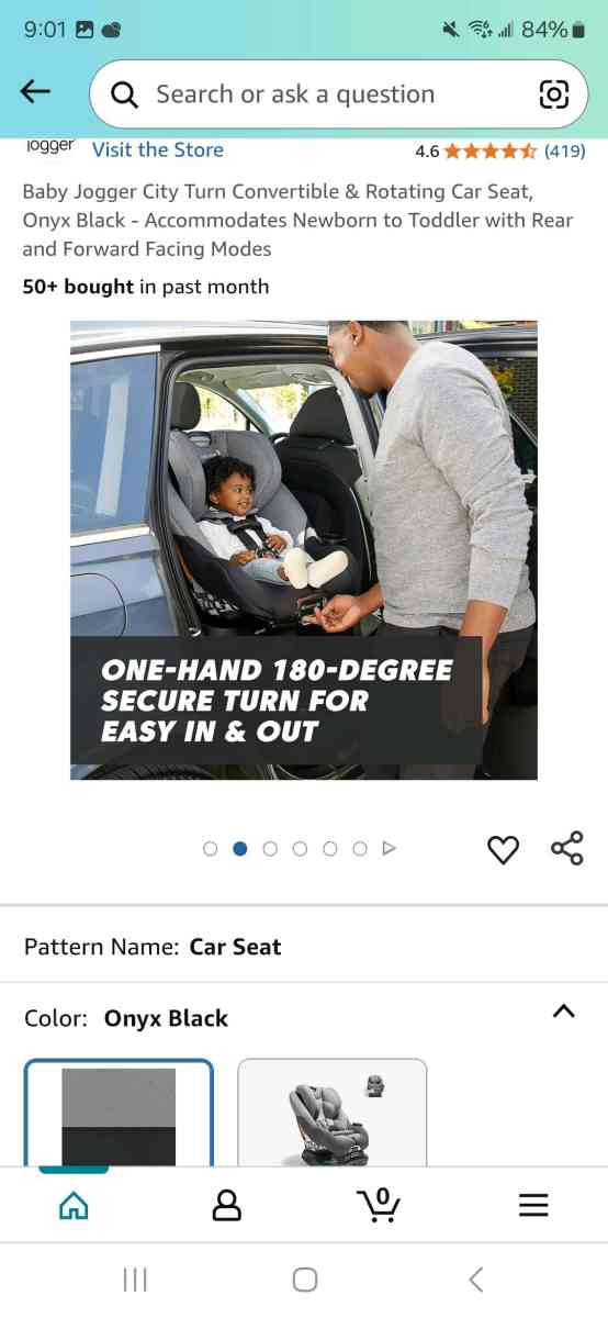 Baby Jogger City Turn Convertible  Rotating Car Seat Onyx Bl - Hamilton, Ohio - FleaMarketBay