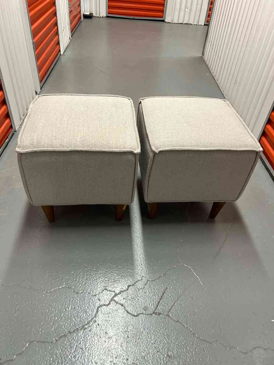 A PAIR OF foot stool ottoman foot rest  cotton and linen - Rochelle Park, New Jersey - FleaMarketBay