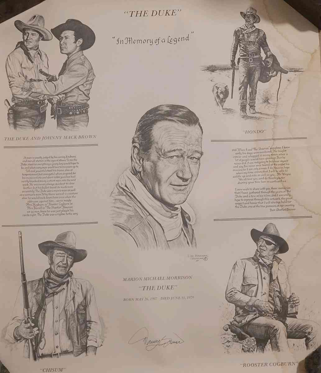 JOHN WAYNE FOUR FACES WEST LITHOGRAPH PRINT BY GIL ORTEGA 19