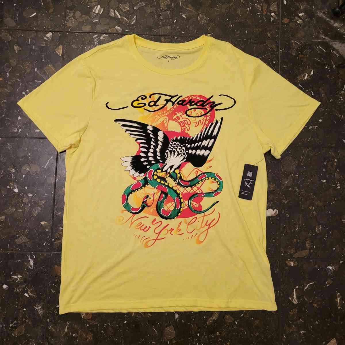 Ed Hardy Graphic Tee Large - Orange, California - FleaMarketBay