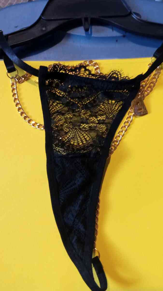 Black Bra and Lace Thongs