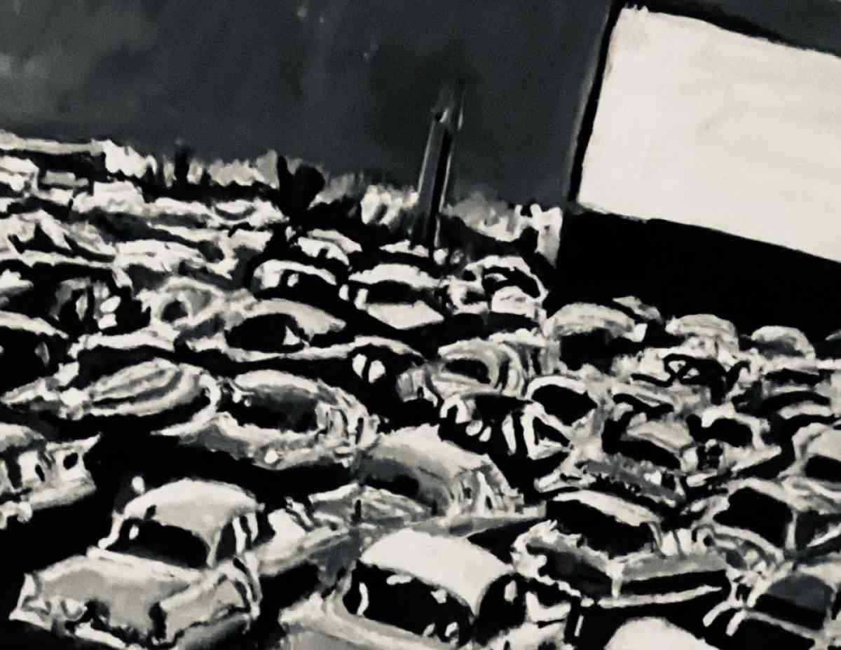 Original Old Car Movie Drive In GG  11 x 14 Black  White Can