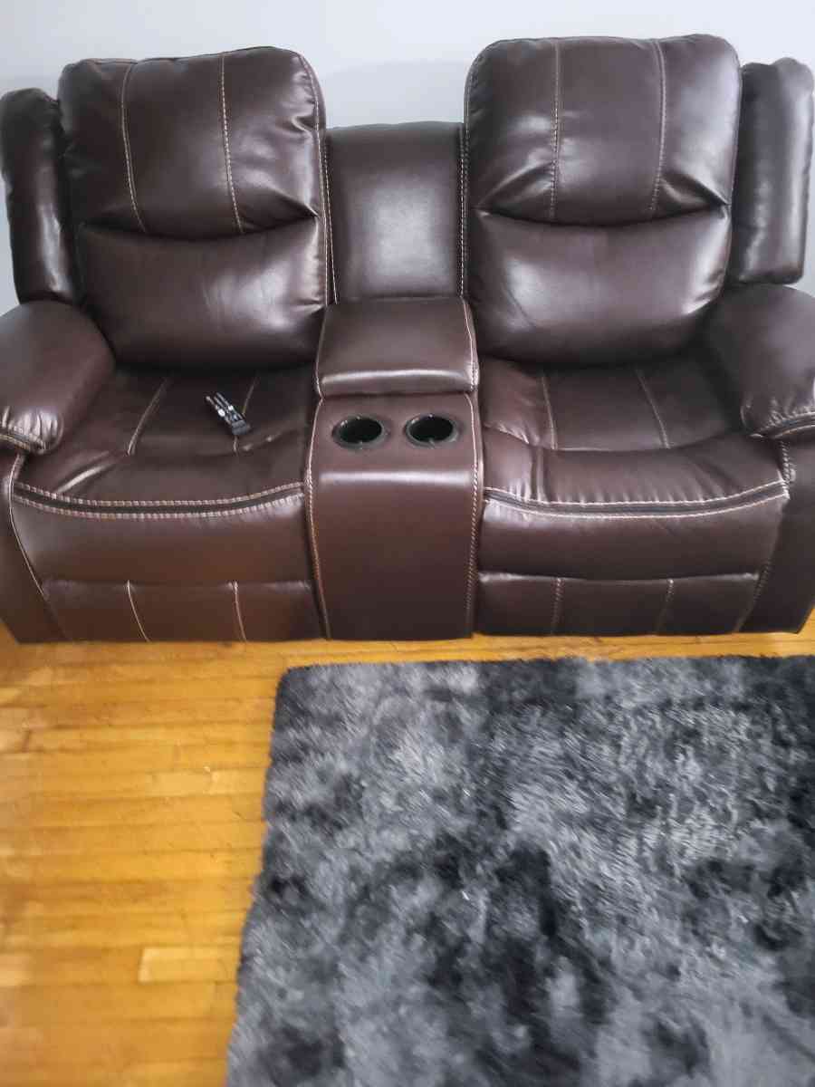 Set of 2 Vegan Leather Theater Recliner Sofas - Irvington, New Jersey - FleaMarketBay