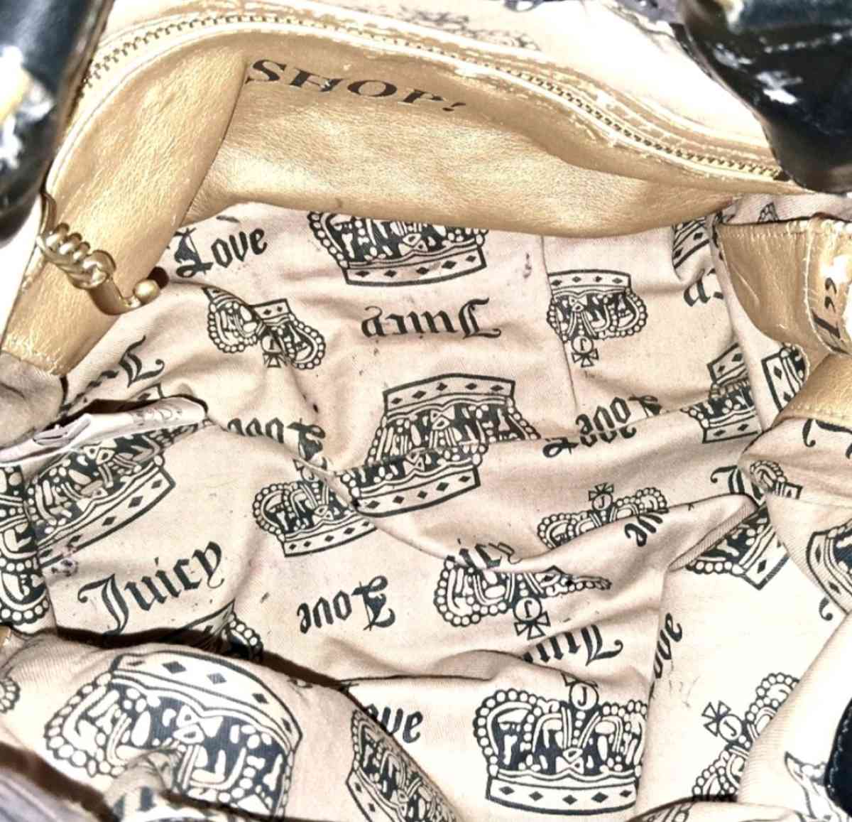 JUICY COUTURE DAYDREAMER BLACK VELOUR SCOTTIE DOG BAG