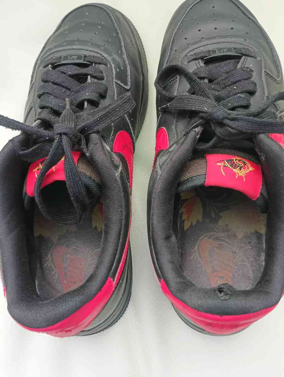 Nike Air Force 1 07 LE Russian Floral Black Red shoes