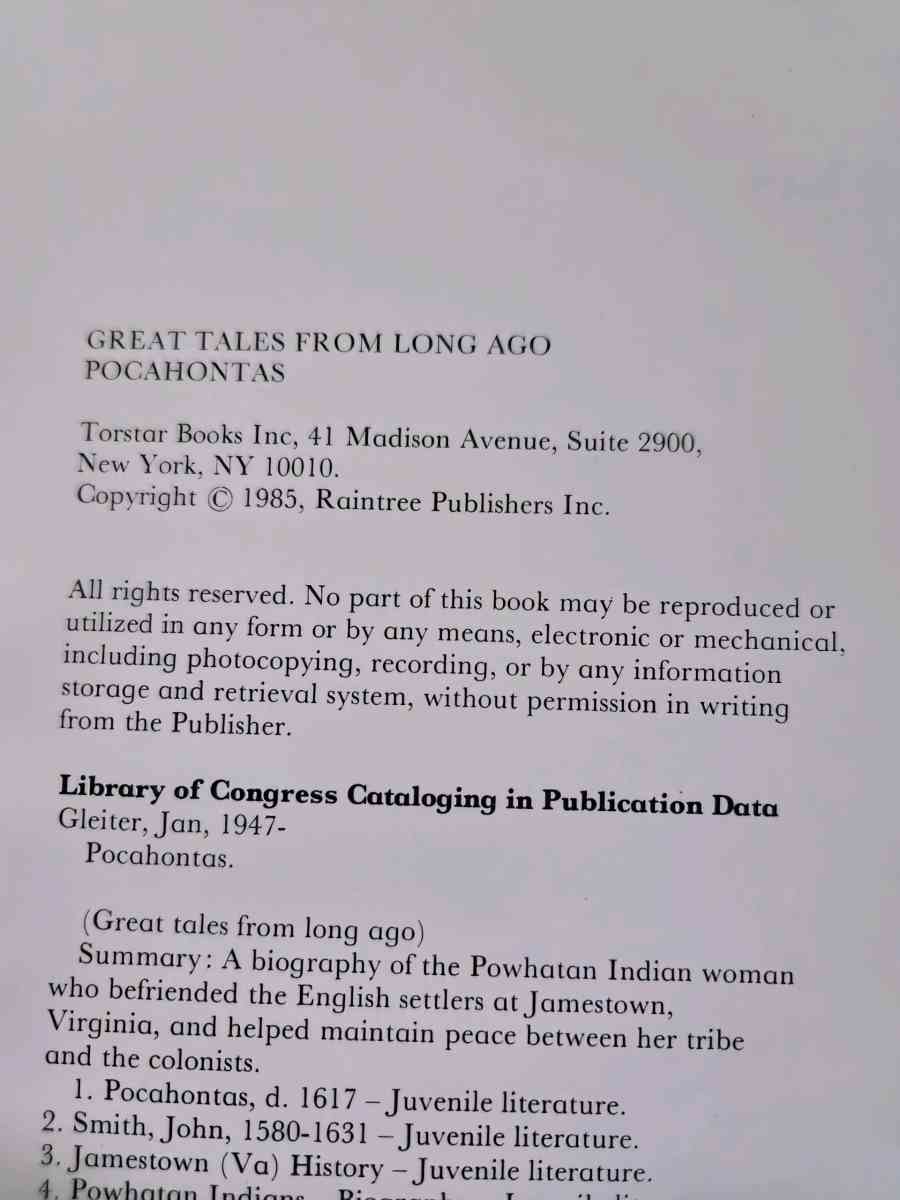 Great Tales From Long Ago Pocahontas - Crittenden, Kentucky - FleaMarketBay