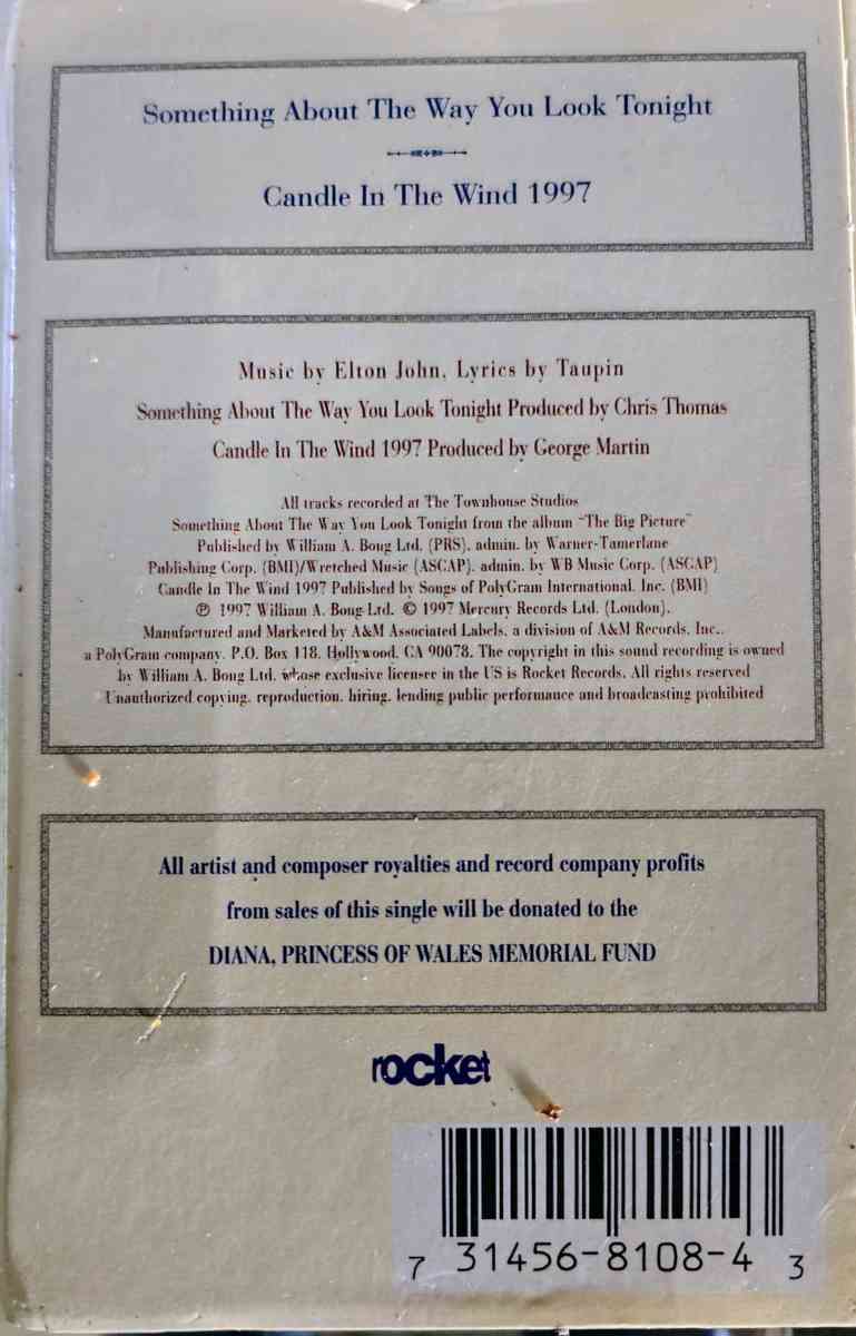 Elton John Single Cassette tape from 1997 - Crittenden, Kentucky - FleaMarketBay