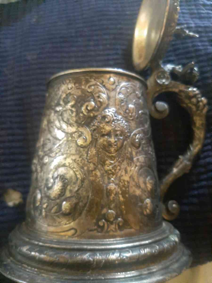 Antique Silver German Beer Stein