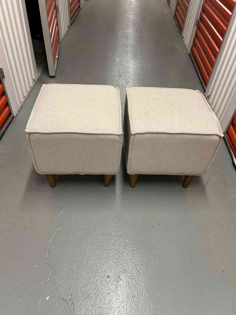 A PAIR OF foot stool ottoman foot rest  cotton and linen - Rochelle Park, New Jersey - FleaMarketBay