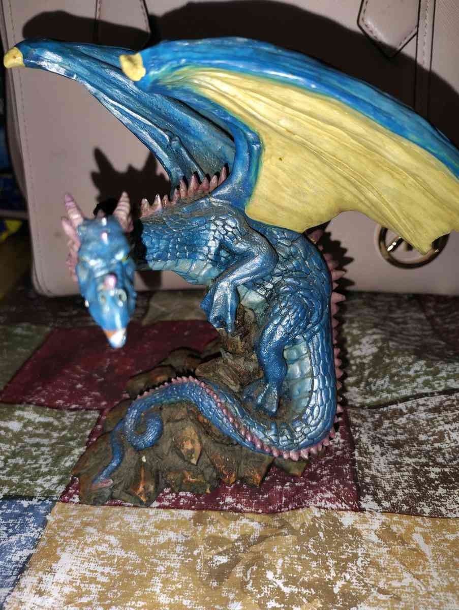 Vintage 1998 Summit Collection winged blue dragon figurine