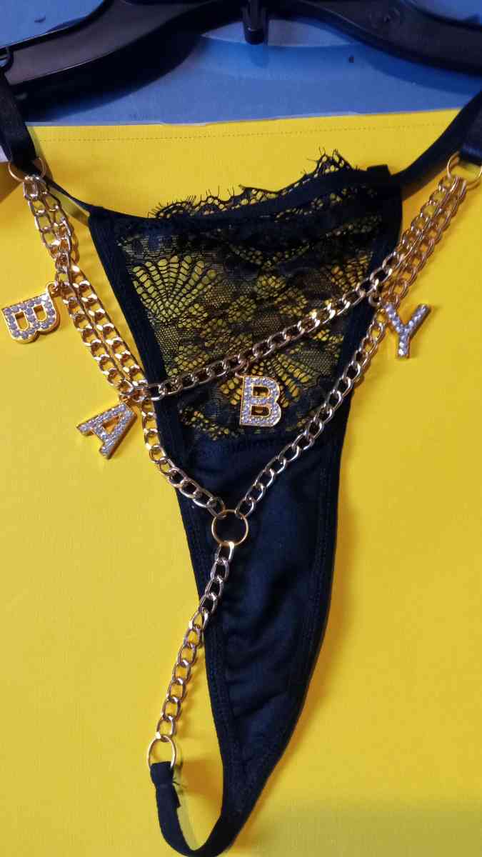 Black Bra and Lace Thongs